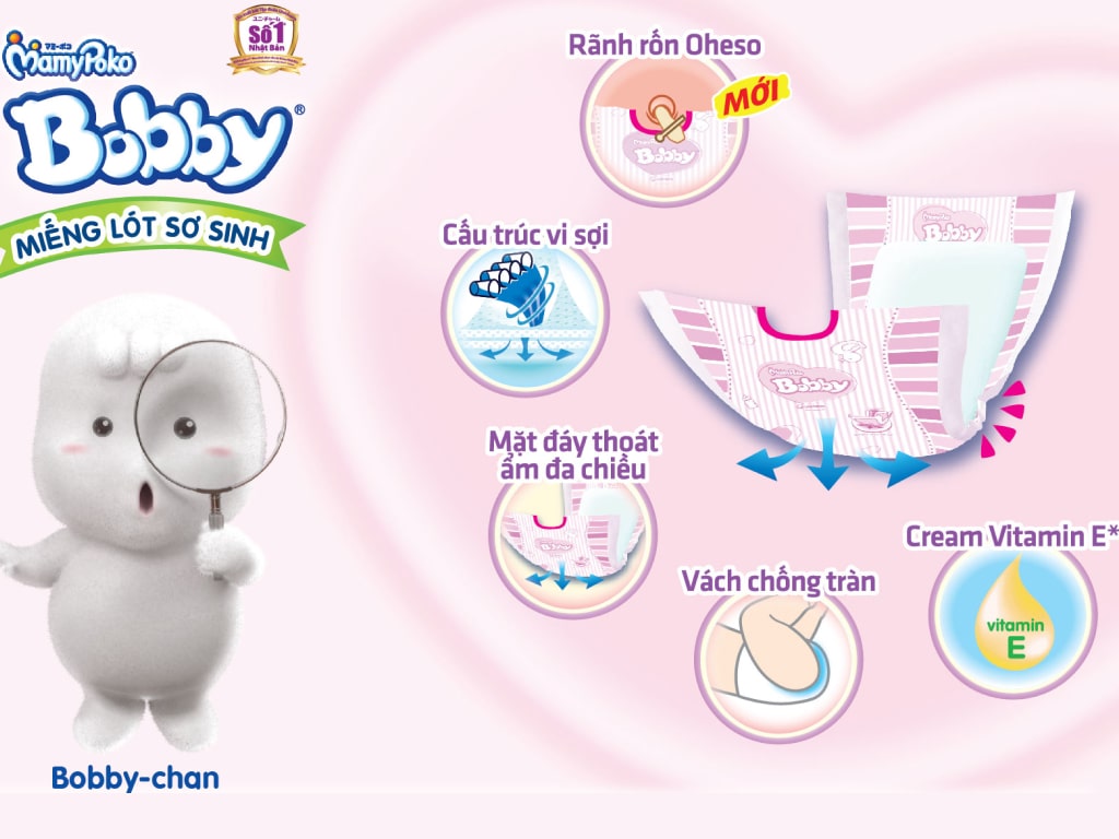 MIẾNG LÓT SƠ SINH BOBBY NB2 BỊCH 60 MIẾNG(4-7 KÍ)