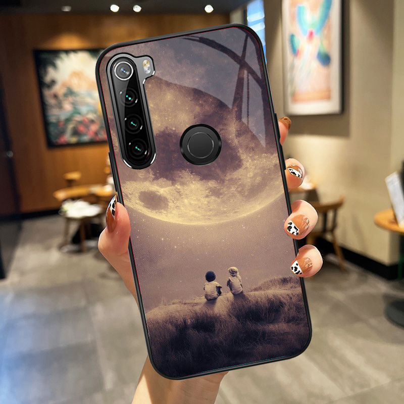 Ốp Lưng XIAOMI REDMI NOTE 8 mặt kính cường lực cao cấp, ốp đôi