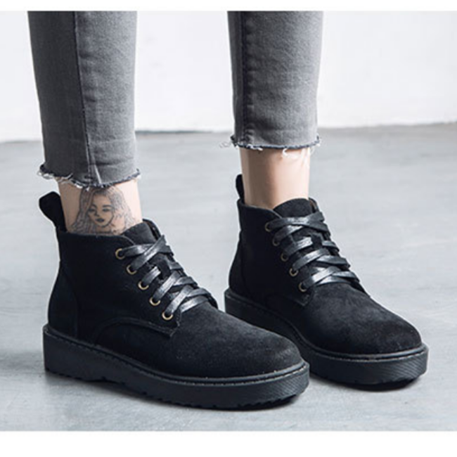 Giày boot nữ Martin chuẩn sành điệu đen Đồ Da Thành Long TLG 20460