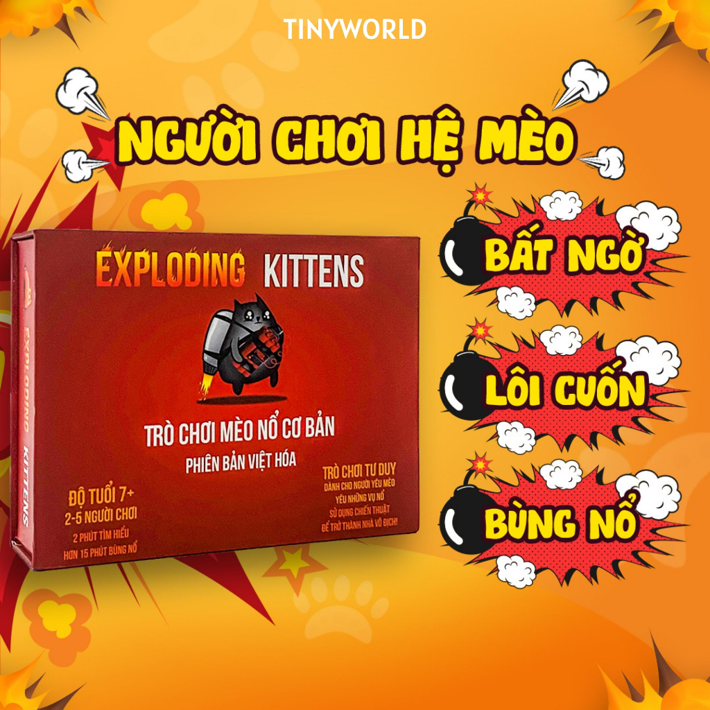 Combo Mèo Nổ Exploding Kittens và đầy đủ 6 bản mèo nổ mở rộng