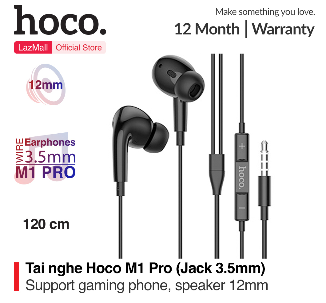Tai Nghe Nhét Tai Hoco M1 PRO jack 3.5mm Mẫu Mới Phím Điều Chỉnh Thông Minh Kèm Mic Thoại