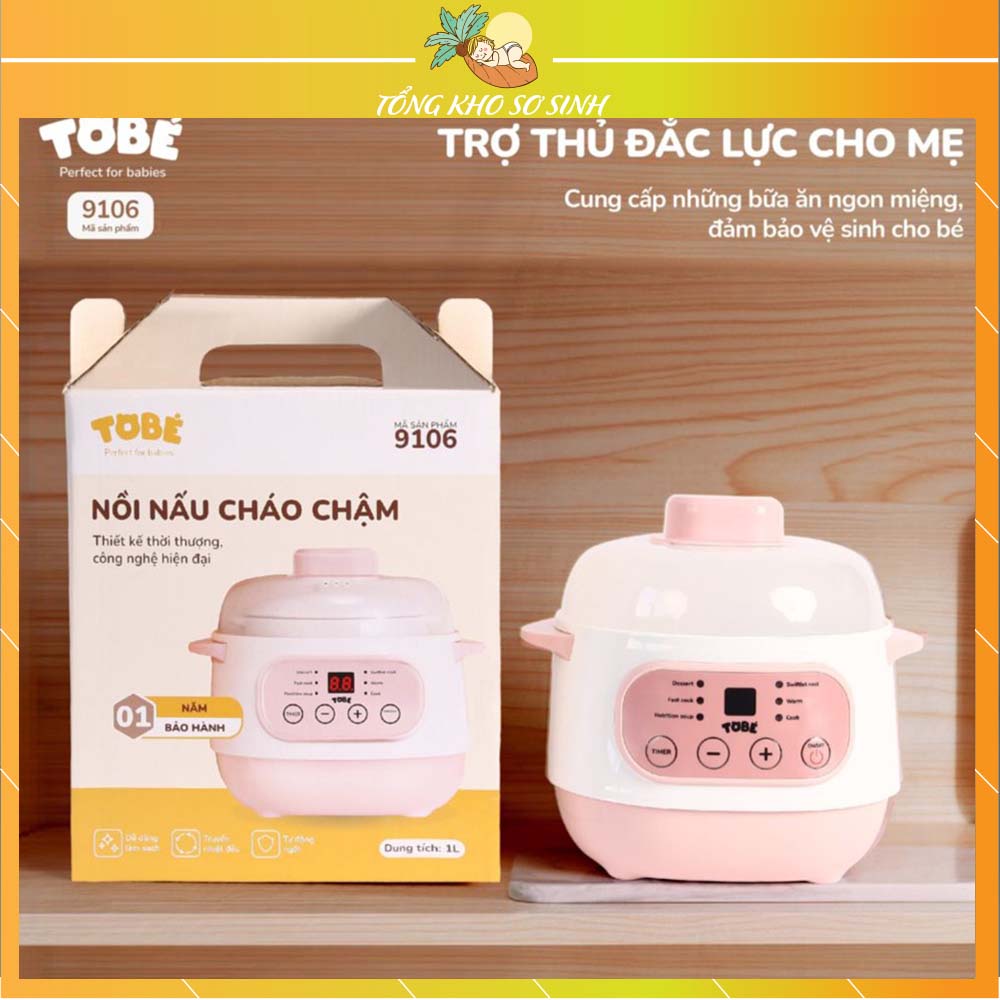 Nồi nấu cháo chậm Tobé tích hợp 6 chế độ nấu dung tích 1lit