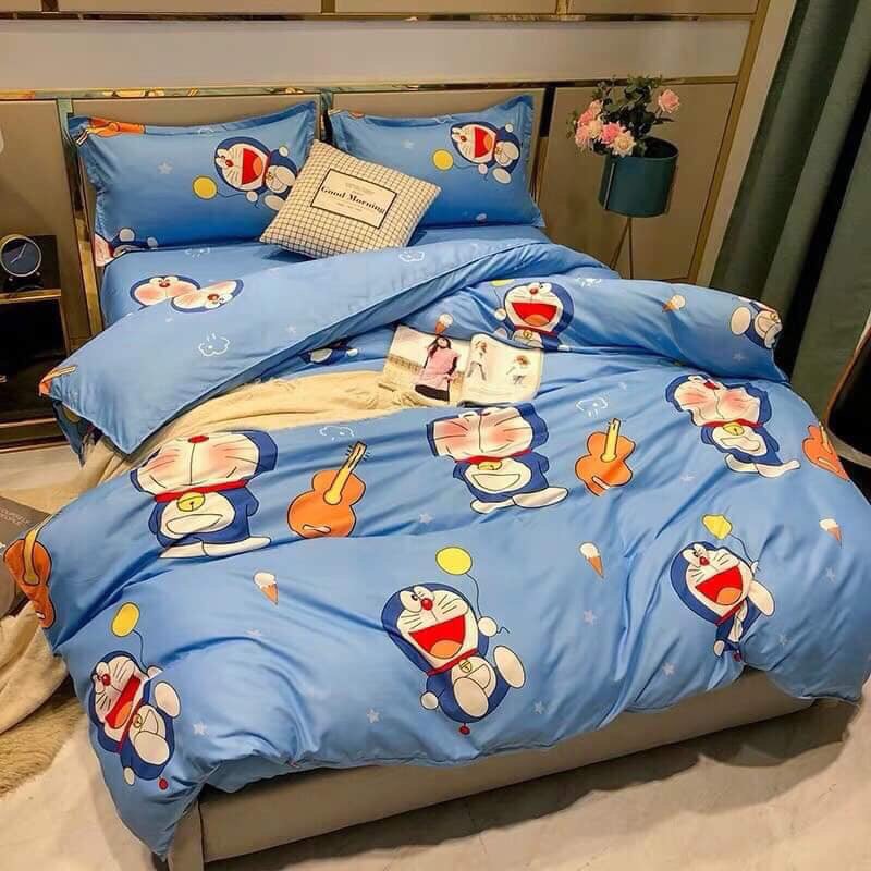 Bộ Chăn Ga Gối ( 01 Drap + 1 vỏ mền + 2 áo gối ) Đôrêmon PLN