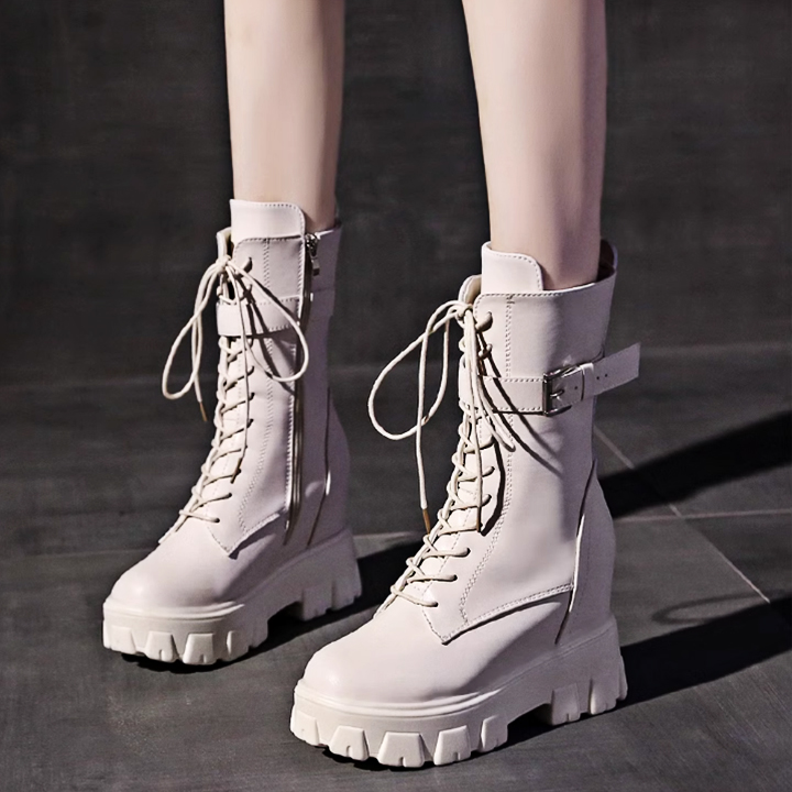 Boots nữ đế xuồng 9cm cổ lửng pb590-4161