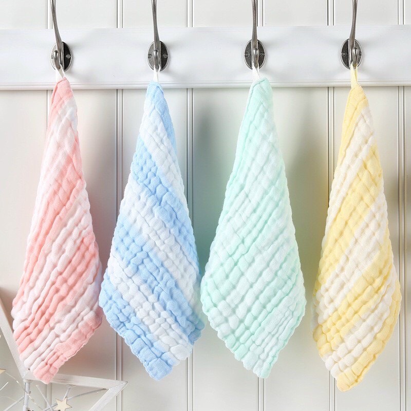 Set 5 Khăn Mặt Xô 6 Lớp Rửa Mặt Cho Bé ( Loại Màu )