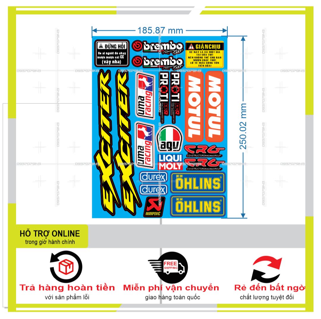 LOGO STICKER DÁN XE MÁY CHỮ EXCITER  { PHỤNG DECAL }