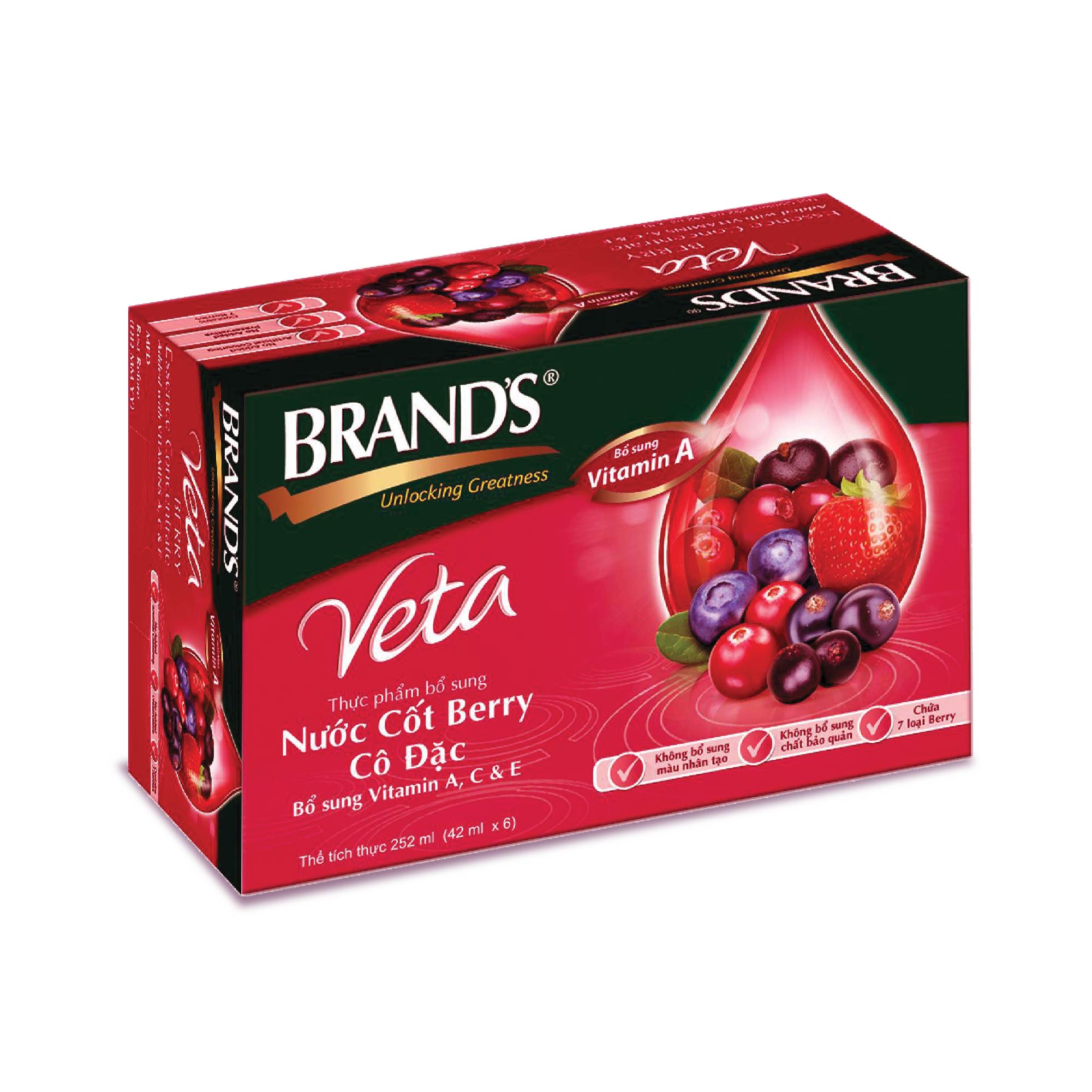 Combo 4 Hộp 6 Chai Nước Cốt Berry BRAND'S Veta (42ml/chai)