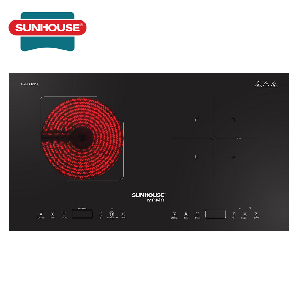 [Trả góp 0%]Bếp đôi điện từ hồng ngoại SUNHOUSE MAMA MMB9100VN - Bếp hồng ngoại đôi - Bếp hồng ngoại Sunhouse - Bảo hành tại nhà 36 tháng