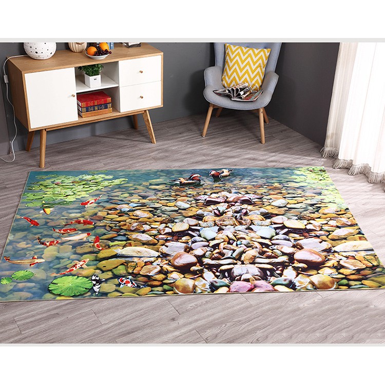 Thảm lông 3D cá chép và sỏi đá BINBIN TL07(40x60cm)