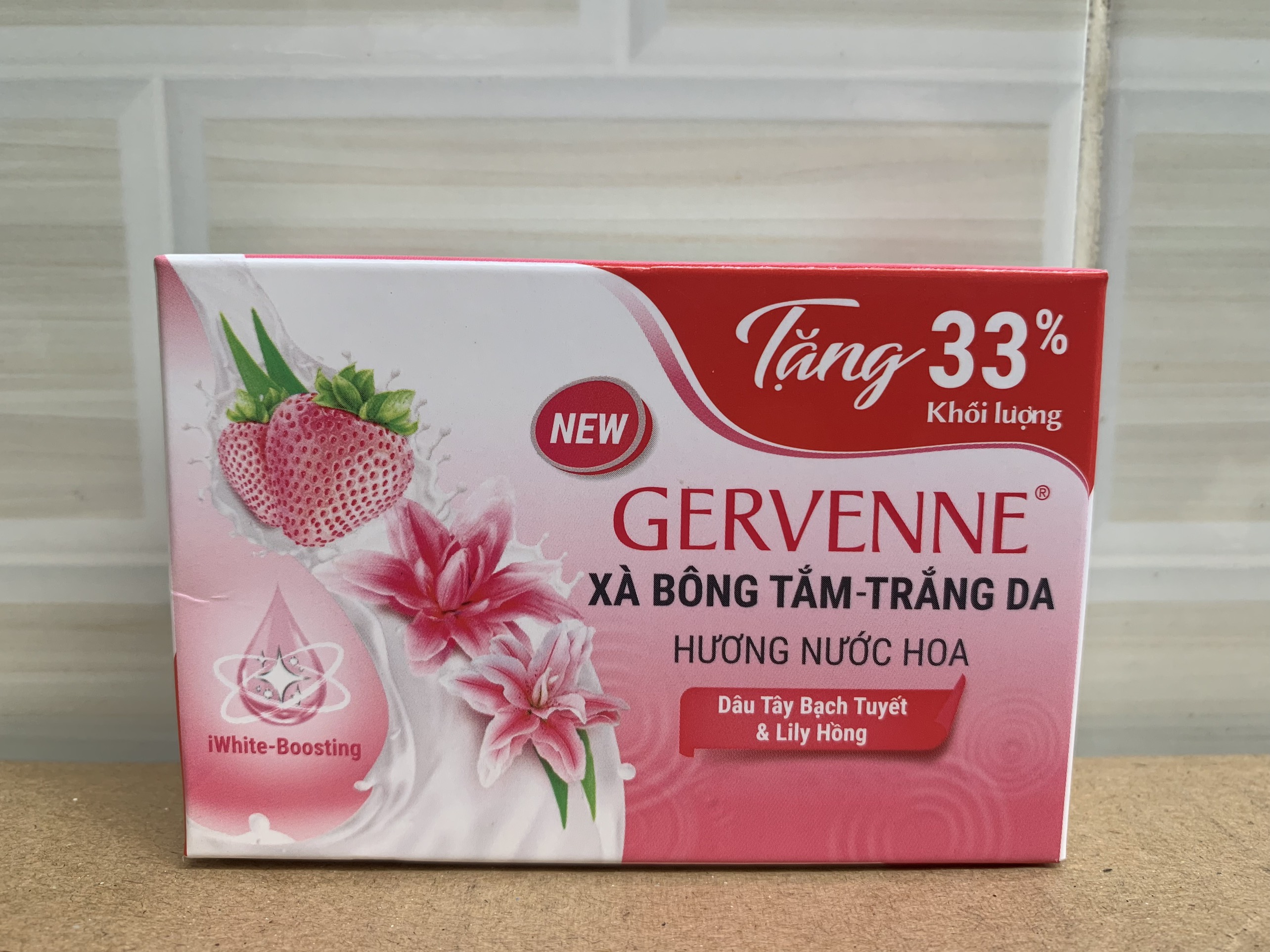 Tăng 33% - xà bông cục trắng da hương nước hoa gervenne 120g