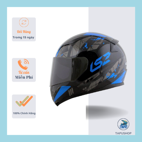 [CHÍNH HÃNG] MŨ BẢO HIỂM FULLFACE LS2 FF353 RAPID ĐEN XANH ( Tặng kèm khăn trùm ninja )