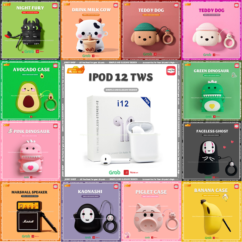 Tai nghe bluetooth i12 tws hàng chính hãng + vỏ tai nghe i12 - jerry shop