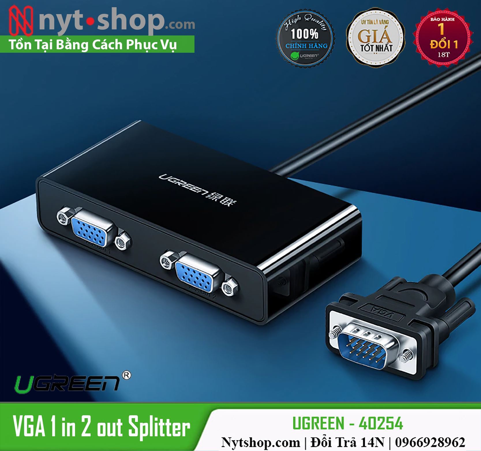 [HCM]Cáp chia cổng VGA 1 ra 2  Ugreen 40254 chính hãng