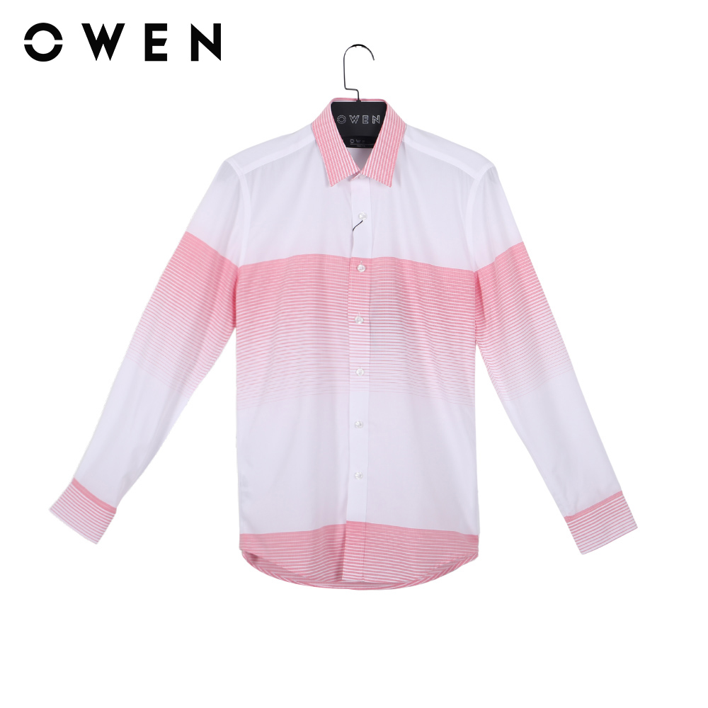 OWEN - Áo sơ mi dài tay Slim Fit AS23315D màu Trắng chất liệu Bamboo
