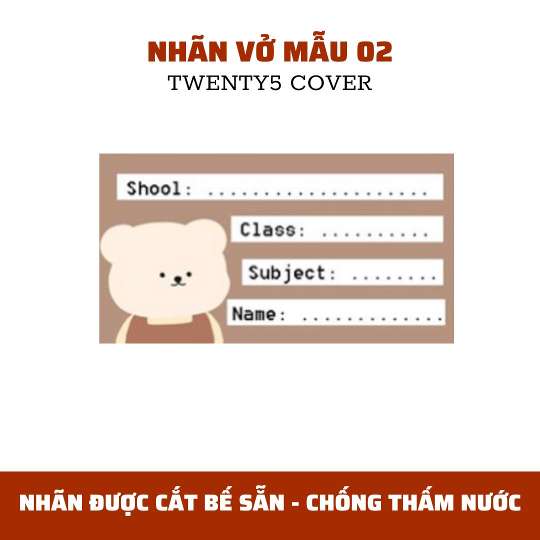SET NHÃN VỞ THEO MẪU 01 - 10