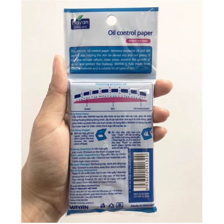 Giấy Thấm Dầu Mayan Oil Control Paper 100 PCS