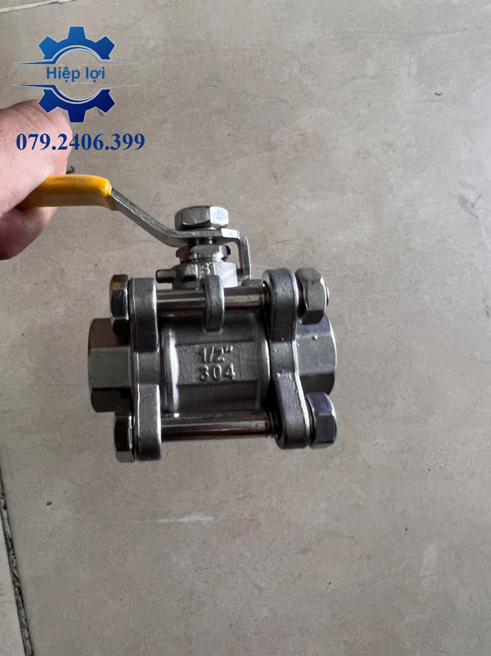 Van bi inox 3 thân gạt tay - van bi inox 304 3pc -