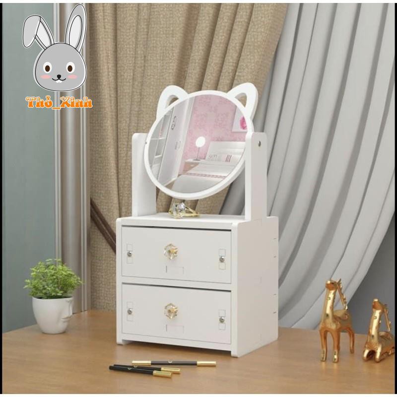 Mua Tủ đựng mỹ phẩm, đồ trang điểm cá nhân có 2 ngăn kéo nhỏ thiết kế họa  tiết chân chó độc đáo sáng tạo, dễ dàng lắp ghép và di chuyển