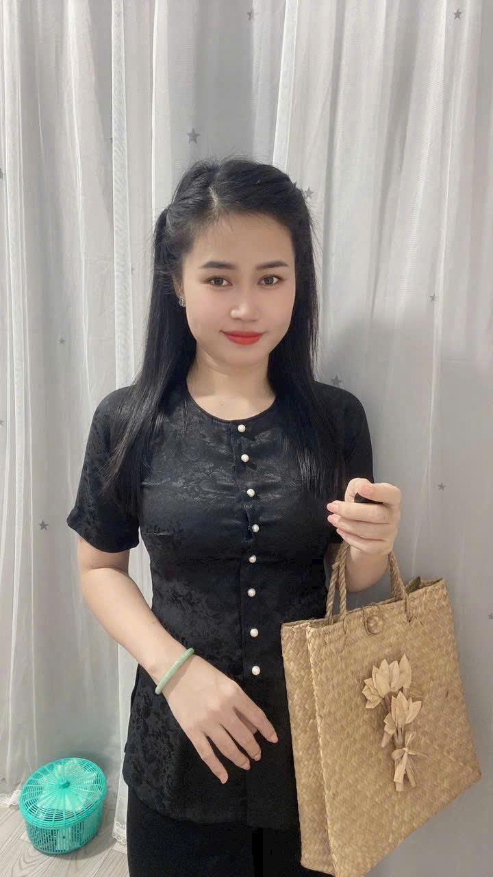 ÁO BÀ BA LỤA GẤM TAY NGẮN CỰC KUTE # ÁO LẺ, QUẦN LẺ