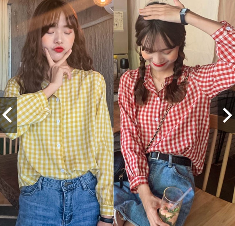 Sơ mi Caro Cổ tròn xinh xắn