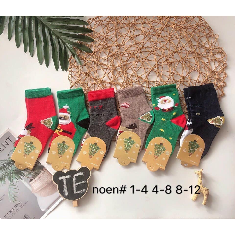 Sét 10 đôi tất noel cổ cao cho bé