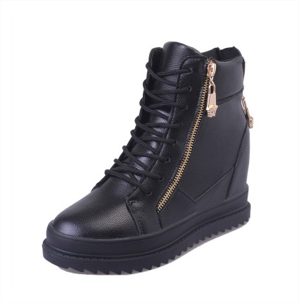 Giày boot nữ cao cổ đế độn phong cách Hàn Quốc B042