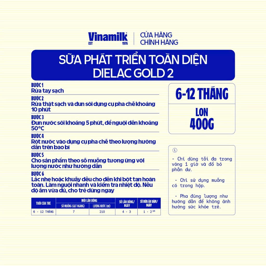 (Expiration Date April 2027) (New Model with Points) Vinamilk Dielac Gold Powder Milk 2 Cans 400g.