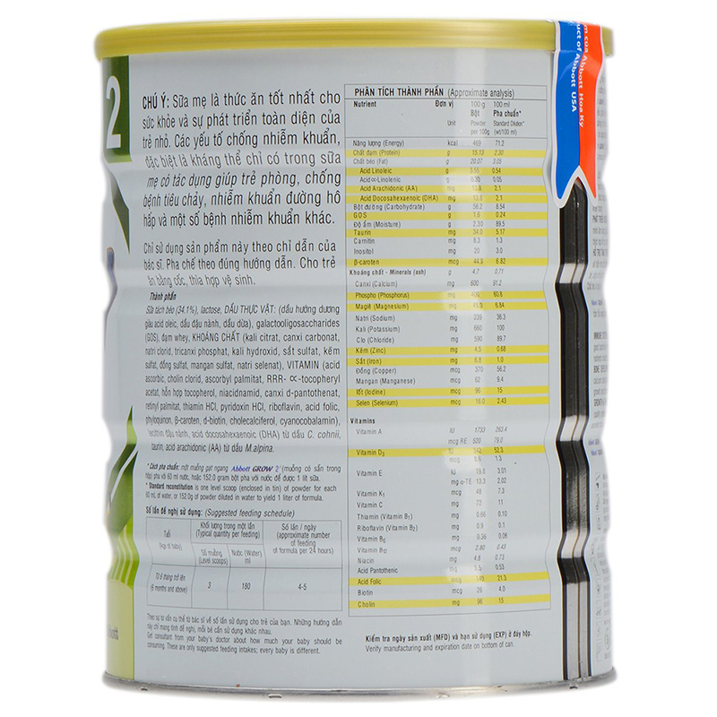 Bộ 2 Sữa bột Abbott Grow 2 (6 - 12 tháng) 900g