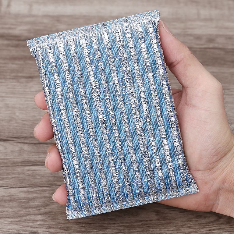 Oks-3133 sliver brocade sink sheet-with polyester and PU Foam travel lightweight dishwashing pad