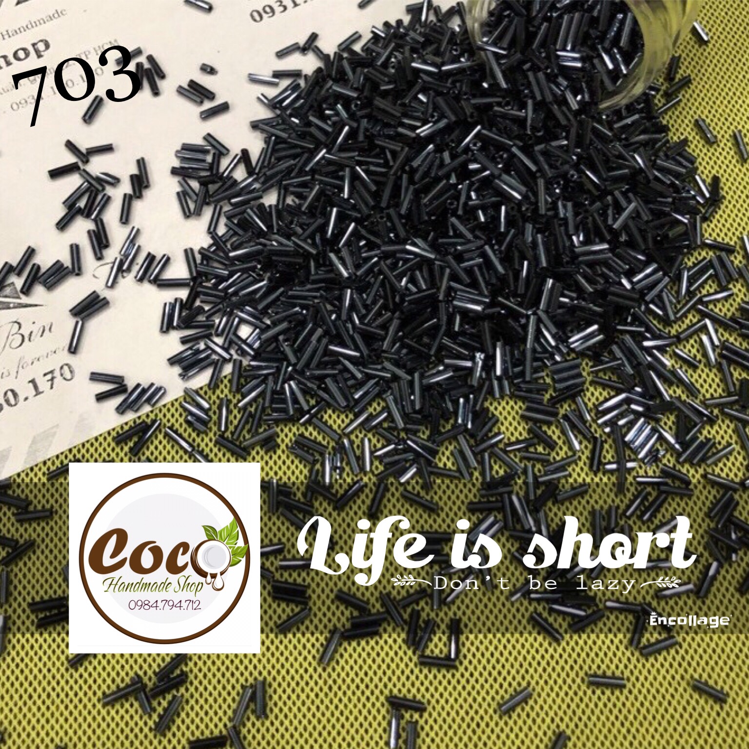 100g Cườm Khúc (ống Trúc) 7mm Màu Bóng - Thuỷ