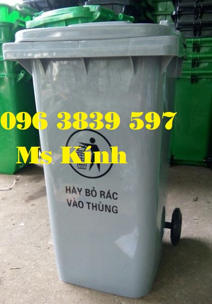 combo 2 thùng rác 120 lít, thùng rác 120 lít màu xám