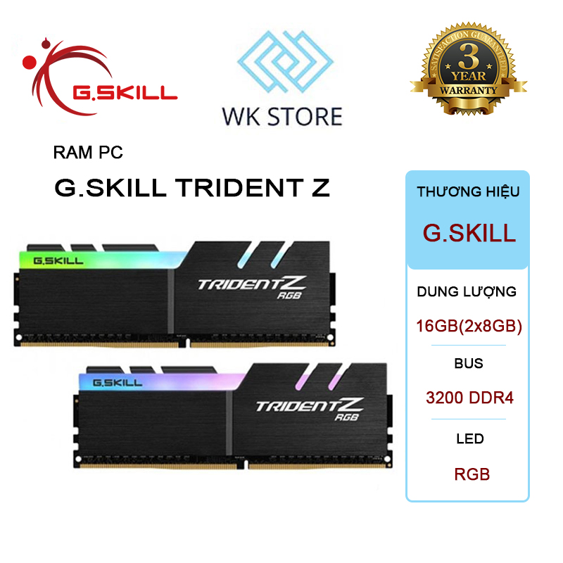 Ram g.skill trident z rgb | 16gb | ddr4 | bus 3200 | mới bh 36t