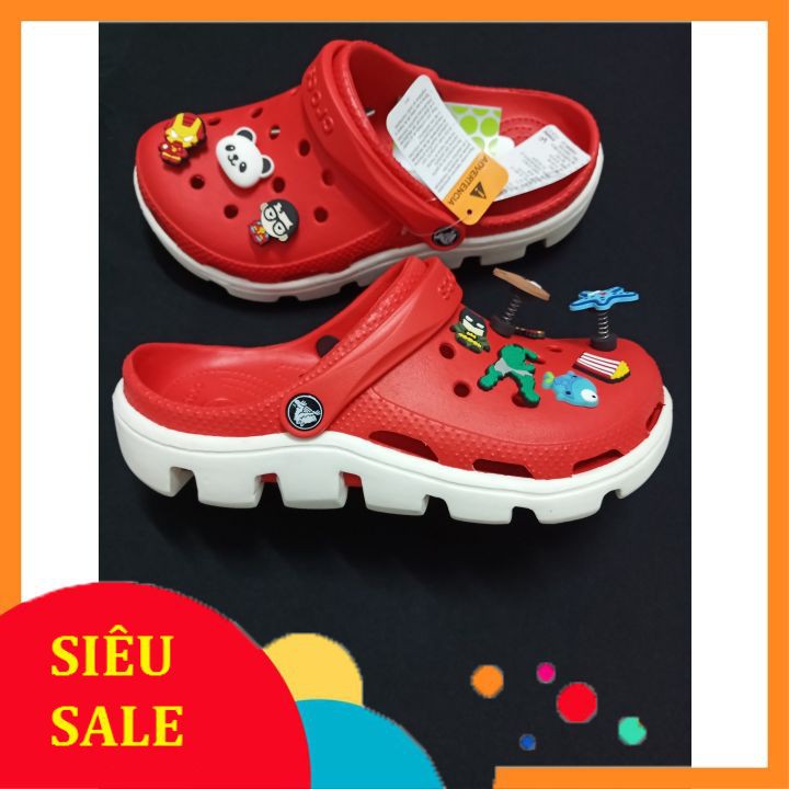 Dép cross cá sục đế răng cưa màu đỏ Unisex