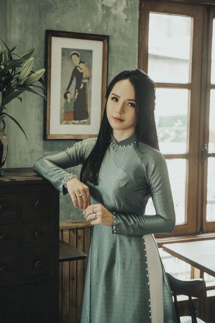 Áo dài vân gỗ truyền thống lụa mềm vải co dãn