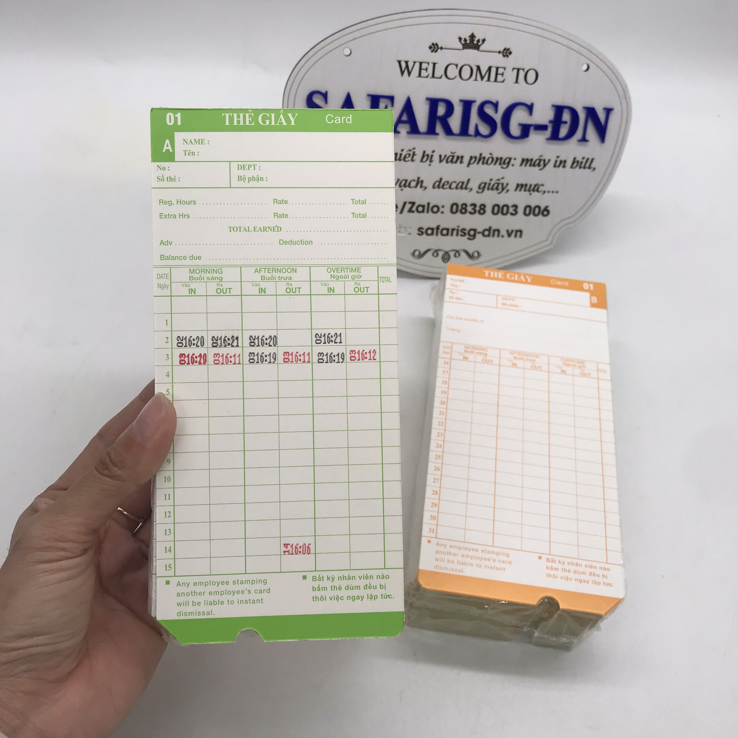 Thẻ giấy chấm công ( 500 thẻ )