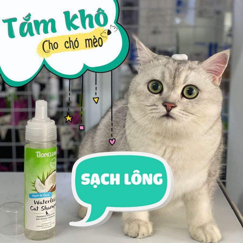 [HCM]Sữa tắm khô cho thú cưng Tropiclean