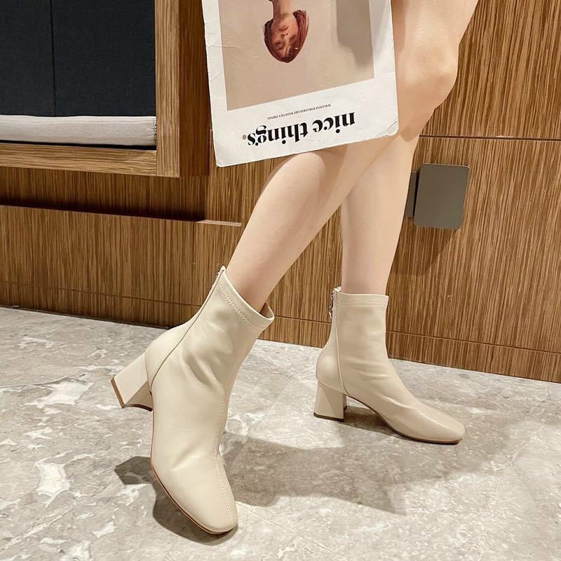 bốt nữ , boot da mã 888 gót vuông 5cm siêu xinh