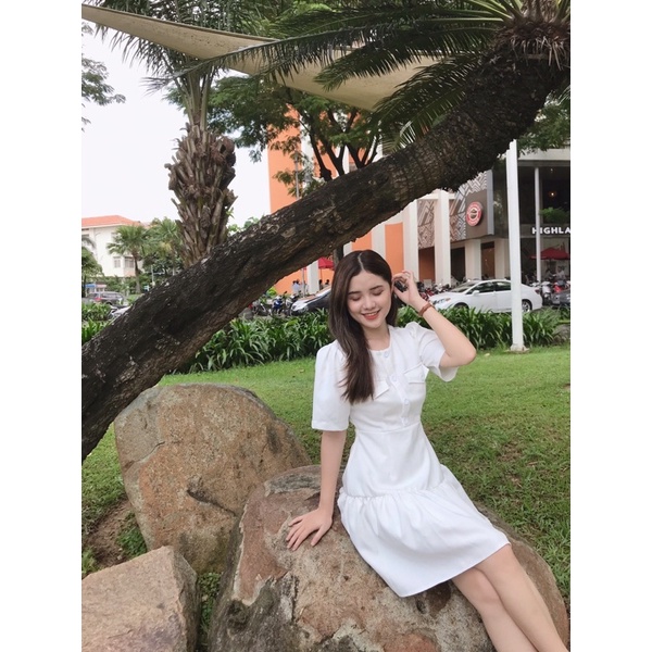 [3-5/8 Hoàn Tiền 25%]Đầm tiểu thư nút 2 tầng