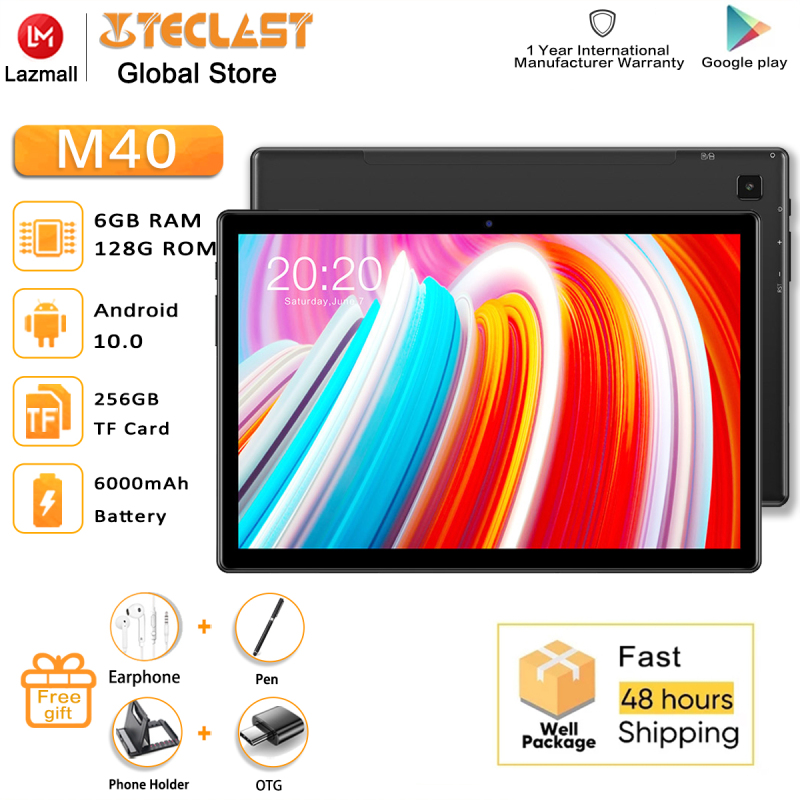 【New Arrivals】Newest Teclast M40 Tablets Android 10.0 Tablet PC 6GB RAM 128GB ROM 10.1 inch 8MP Camera Dual 4G Phone Call Bluetooth 5.0 UNISOC T618 Octa Core