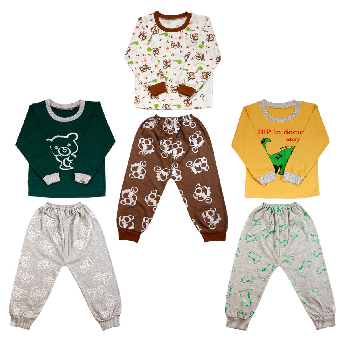 Set gồm 3 Bộ quần áo dài tay cotton thu đông cho bé trai từ 6-15kg 3BCT18KF ( ảnh thật ) KIBA Fashion ( bộ quần áo thu đông bộ quần áo dài tay )
