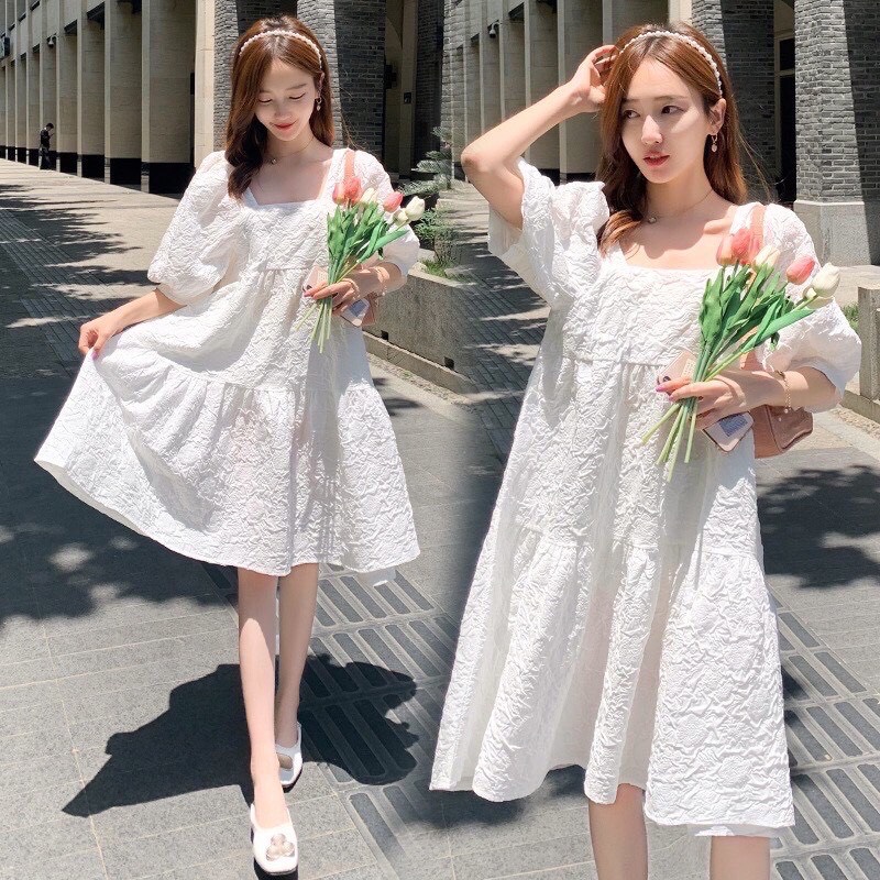 Đầm Babydoll Cổ Vuông Siêu Xinh (Video, Ảnh Thật)