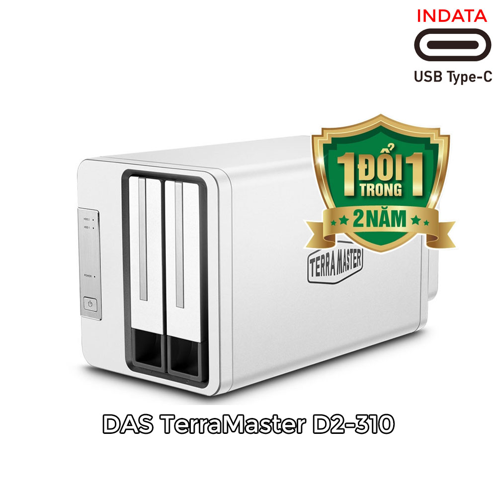 Bộ lưu trữ DAS TerraMaster D2-310 USB Type-C, 2 khay ổ cứng RAID