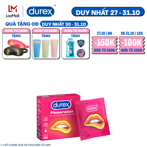 Bao cao su Durex Pleasuremax Hộp 3 Bao