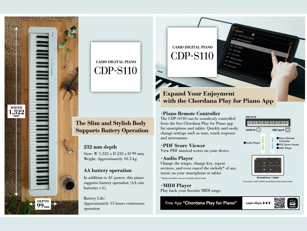 Chính hãng Đàn Piano Điện Tử 88 Phím Casio CDPS110 - Casio Digital Piano CDP-S110 ( Phiên Bản Thay Thế CDPS100 ) - Thăng Long Music