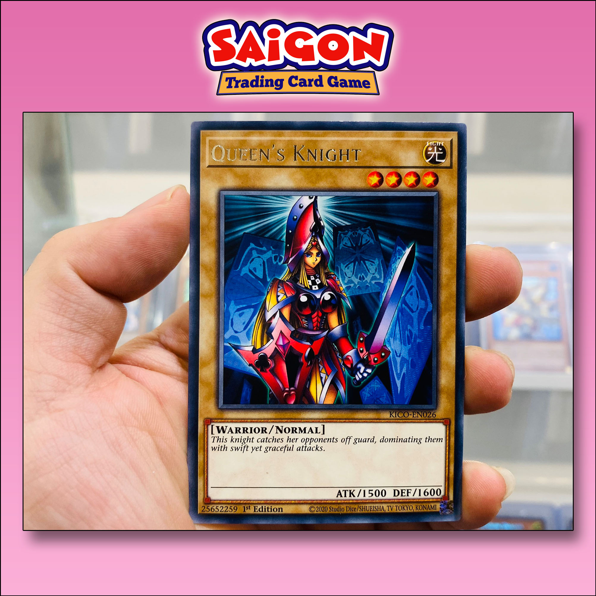 Thẻ bài yugioh mã kico-en026 - queen's knight - rare - 1st edition