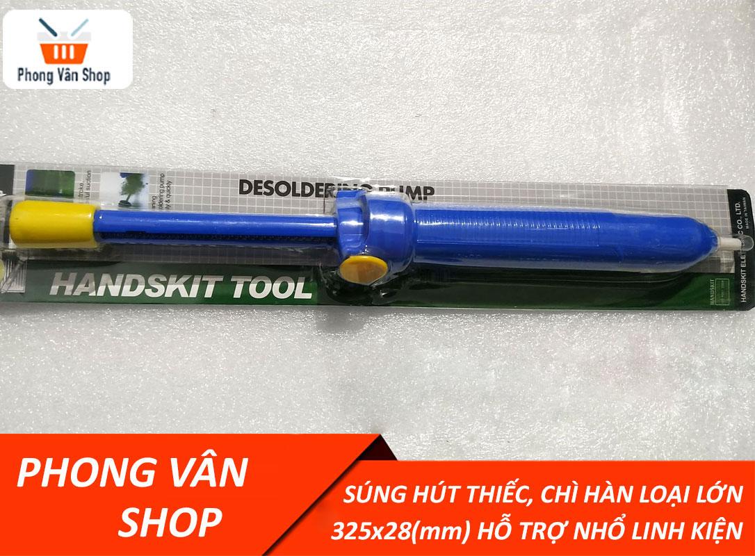 Bút hút thiếc chì hàn loại lớn 325x28mm + tặng 2 đầu hút - hỗ trợ nhổ linh kiện