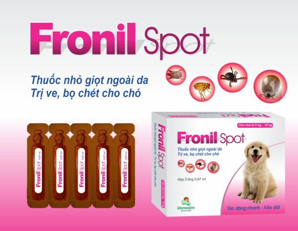 Nhỏ gáy phòng trị ve, rận cho chó Fronil Spot - Vemedim - hiệu quả 4 tuần, 1 hộp 5 ống 0.67ml -Simba