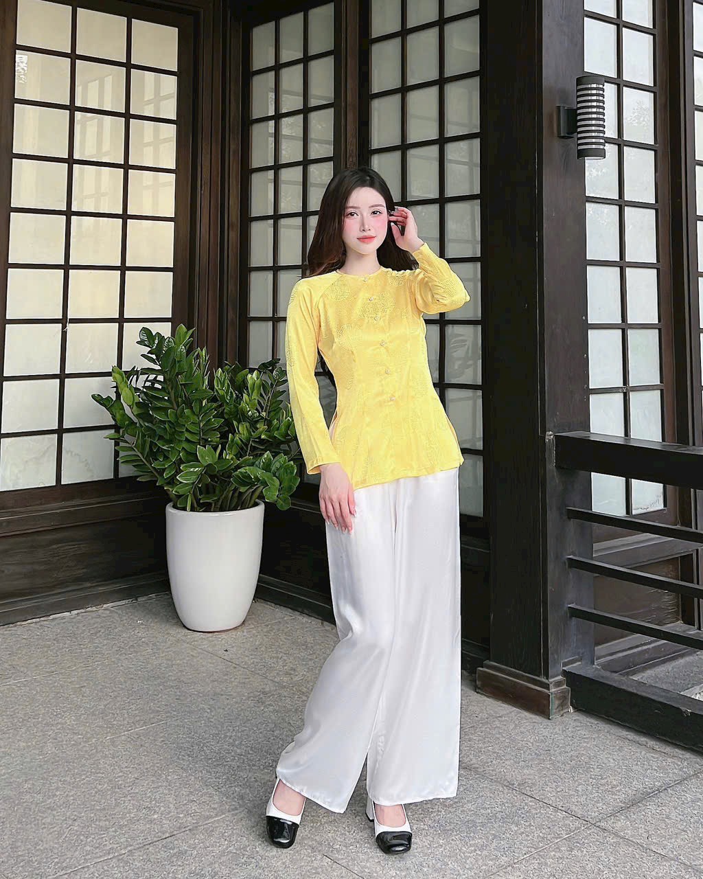 ÁO BÀ BA CÁCH TÂN GẤM ĐỒNG TIỀN