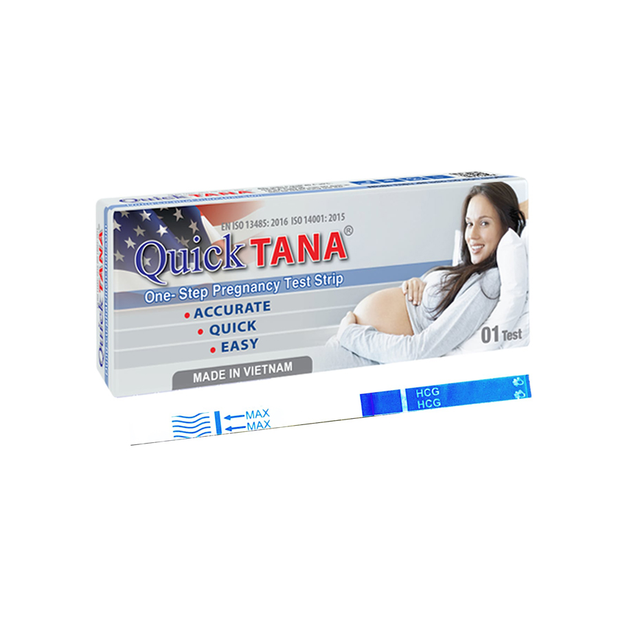[CHÍNH HÃNG] Que thử thai Quicktana HCG Pregnancy Test Strip dụng cụ phát hiện thai sớm, chính xác (Tanaphar) [CHE TÊN]