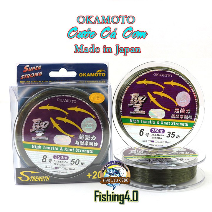 CƯỚC CÂU CÁ OKAMOTO 4 CON CÁ ( CƯỚC CÁ CƠM ) 250M ĐỦ SIZE - Cam kết bảo hành đổi trả trong 2 tuần đầu